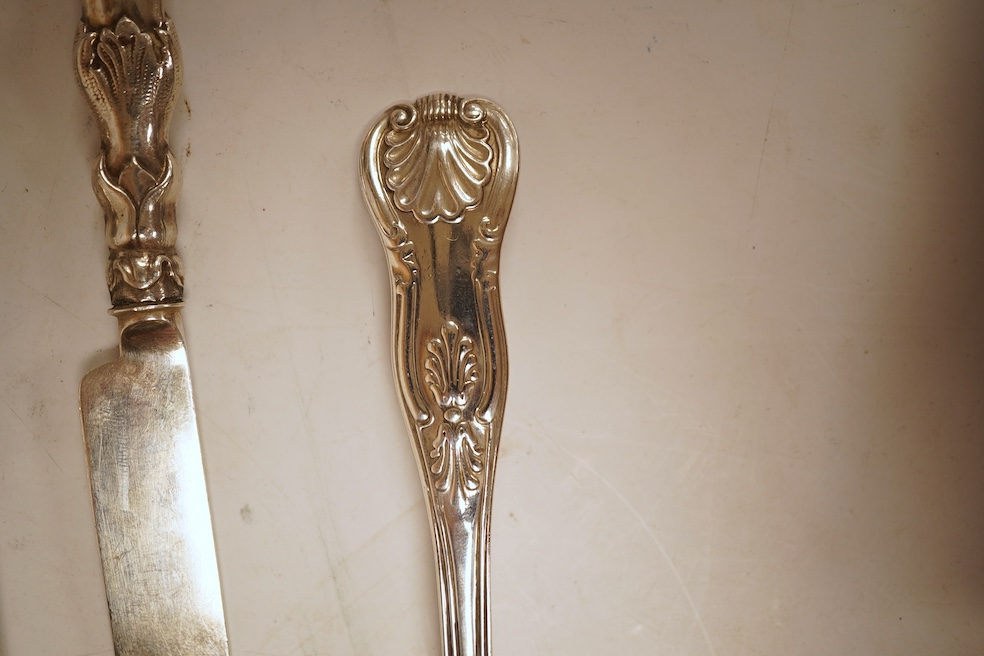 A small quantity of assorted mainly 19th century and later small flatware including teaspoons, coffee spoons and condiment spoons, various dates and makers, a Dutch? white metal spoon and a Victorian silver christening t